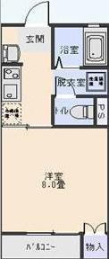 サンエスタ21 B(1K/2階)の間取り写真