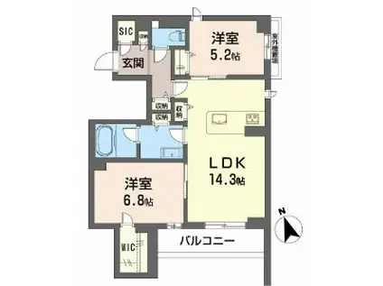 シャルマン大橋(2LDK/2階)の間取り写真