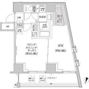 パークハビオ渋谷本町レジデンス(1LDK/5階)の間取り写真