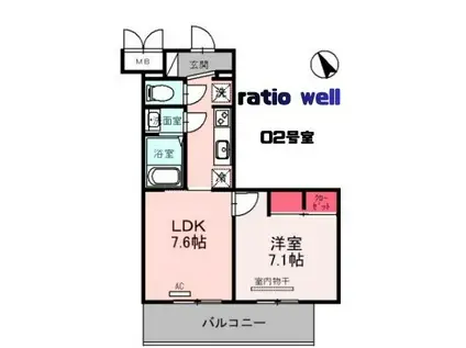 RATIO WELL(1LDK/1階)の間取り写真