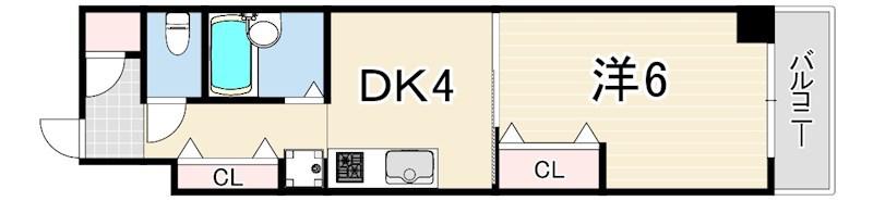 グローリー元町(1DK/8階)の間取り写真