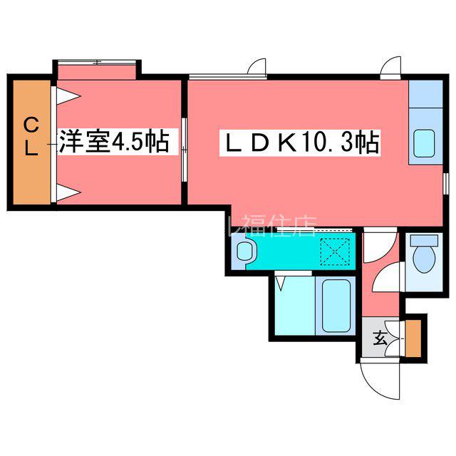 コーリン月寒東(1LDK/2階)の間取り写真