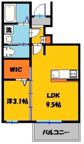 パルテール宮原(1LDK/1階)の間取り写真