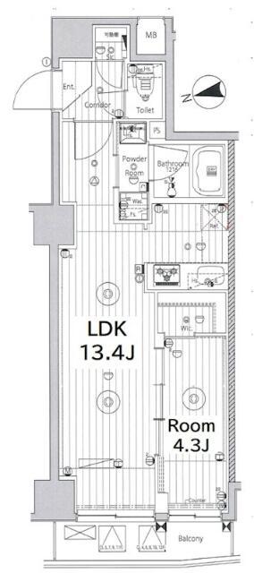 メイクス上野(1LDK/4階)の間取り写真