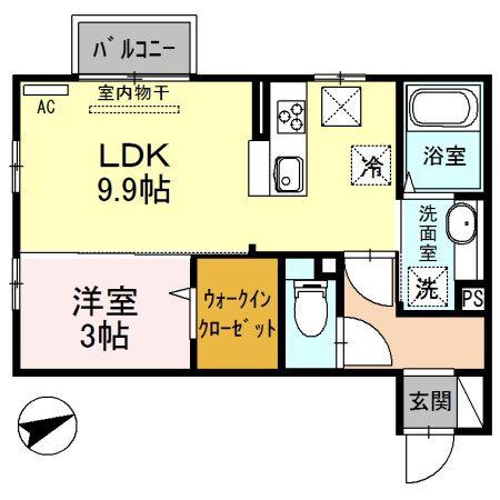 スクーデリア(1LDK/1階)の間取り写真