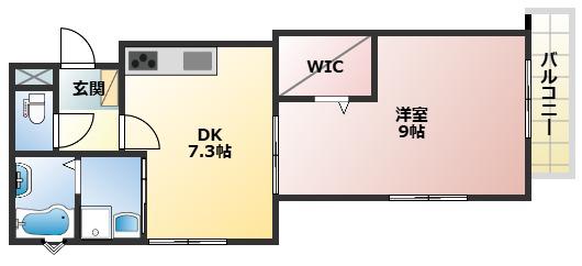 ラフィール西明石(1DK/2階)の間取り写真