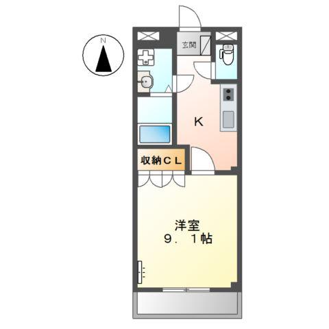 ソレイユII番館(1K/2階)の間取り写真