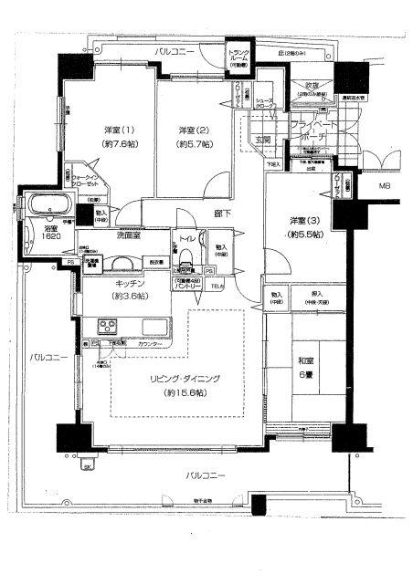 サンシティ松江駅前(4LDK/5階)の間取り写真