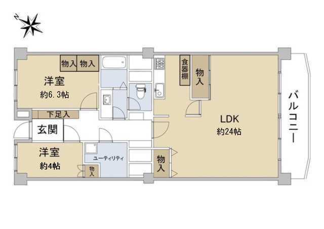 芦屋パークマンシヨン(2LDK/7階)の間取り写真