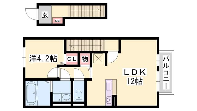 アゼリア宮上 A棟(1LDK/2階)の間取り写真