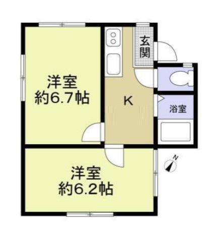 ジュネス八洲(2K/2階)の間取り写真