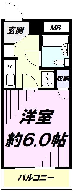グレース牛浜(1K/2階)の間取り写真