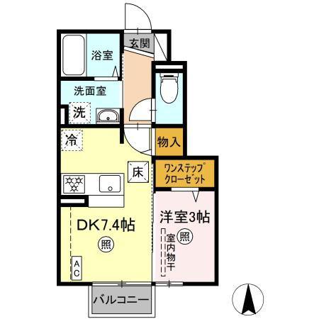 D-ROOM小倉寺 B(1DK/1階)の間取り写真