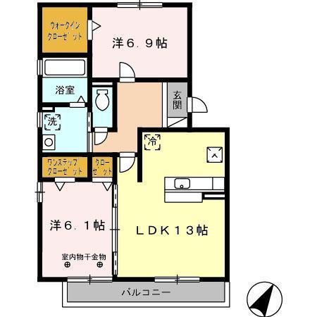 メルベイユ・フロール(2LDK/3階)の間取り写真