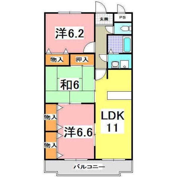 ピュアプルーン(3LDK/3階)の間取り写真