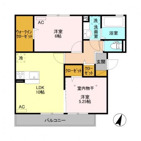 SOLATIO TAKASAKI(2LDK/3階)の間取り写真