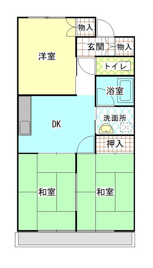 コーポペガサス102(3DK/1階)の間取り写真