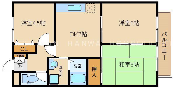 ハイツエバーグリーン(3DK/2階)の間取り写真