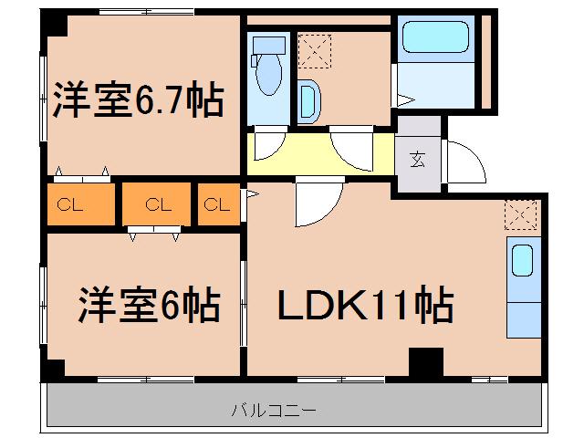 コンフォート(2LDK/2階)の間取り写真
