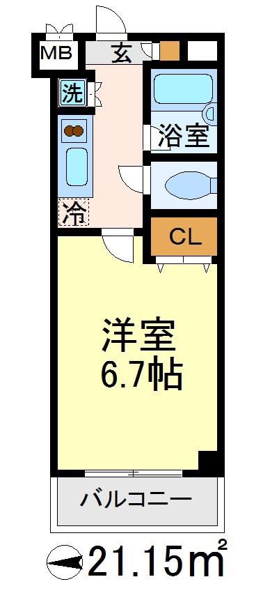 BPRレジデンス豪徳寺(1K/2階)の間取り写真