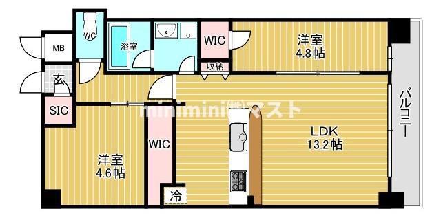 スプランディッド難波VII(2LDK/8階)の間取り写真