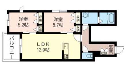ラディーチェ(2LDK/4階)の間取り写真