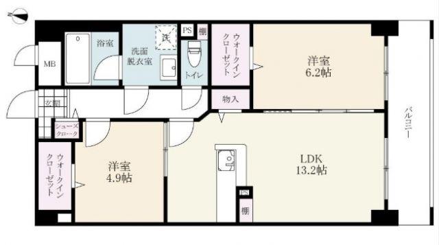 SOPHIA21堀川(2LDK/4階)の間取り写真