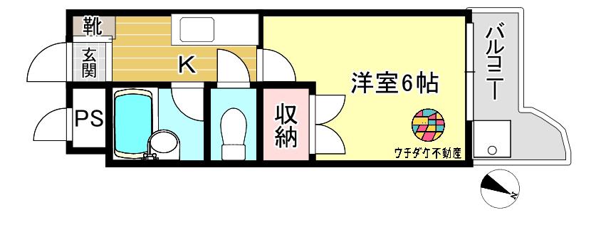 エクセル郡元(1K/2階)の間取り写真