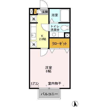 COZYVILLA(1K/2階)の間取り写真
