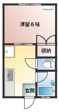 ウイングC(1K/1階)の間取り写真