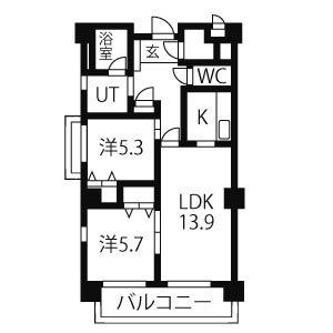 グランヴェル西山2号館(2LDK/4階)の間取り写真