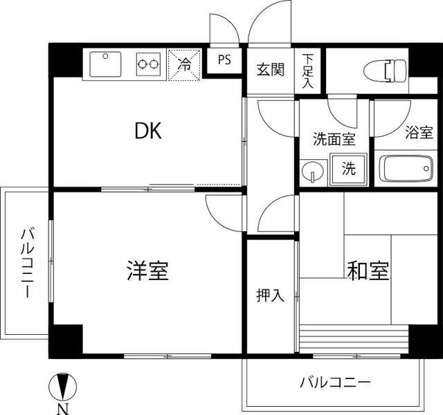 AKTBLD(2DK/8階)の間取り写真
