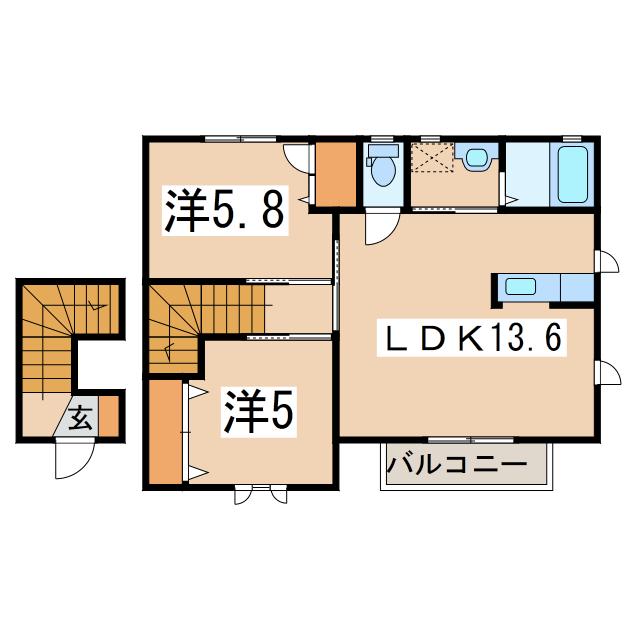 ローランSUN(2LDK/2階)の間取り写真