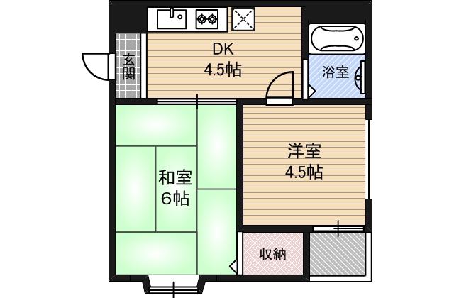 コーポはにわ毛馬(2DK/1階)の間取り写真