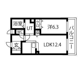 シャルマンテール(1LDK/2階)の間取り写真