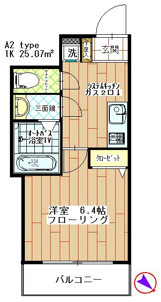 グランディ千石(1K/4階)の間取り写真