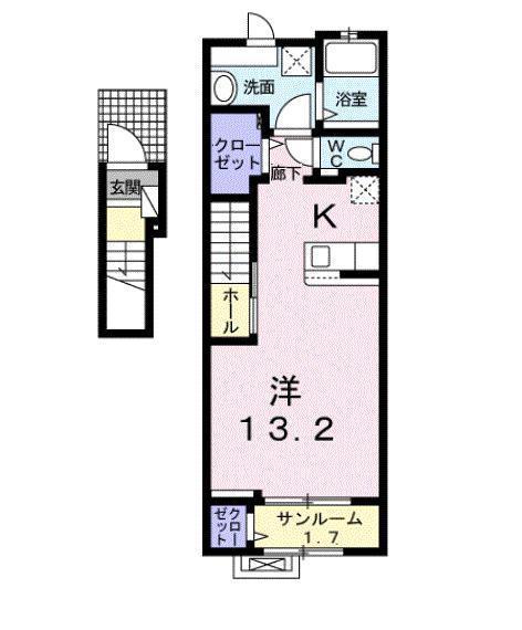サクセス(1K/2階)の間取り写真