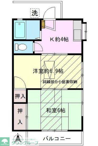 朝日町ハイツ(2K/2階)の間取り写真