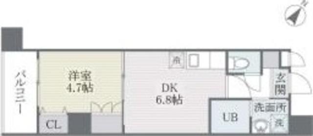 QREST博多東Ⅱ(1DK/1階)の間取り写真