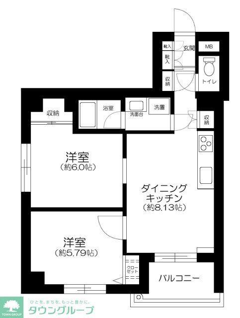 グランシャリオ国立(2DK/8階)の間取り写真