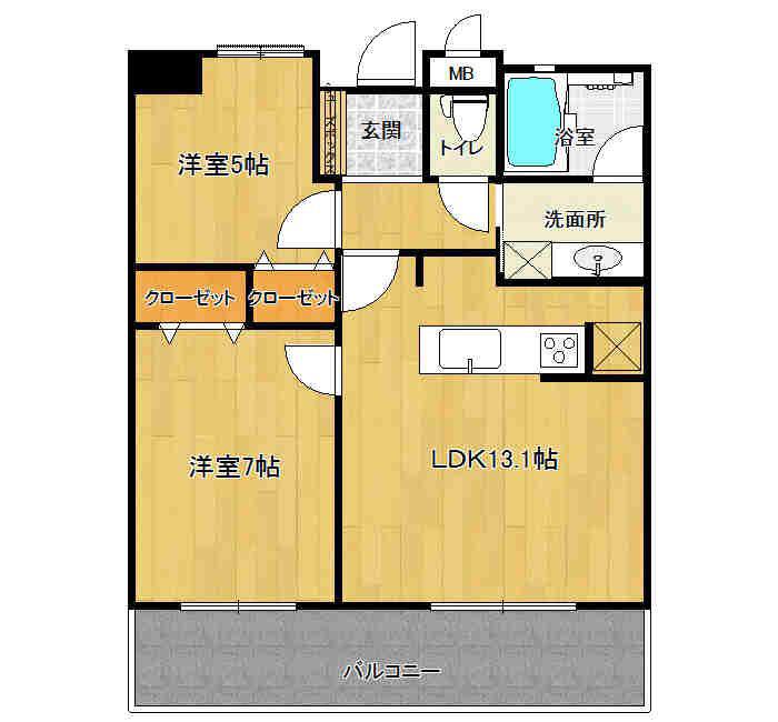 エイルマンション諏訪野エクシア(2LDK/5階)の間取り写真