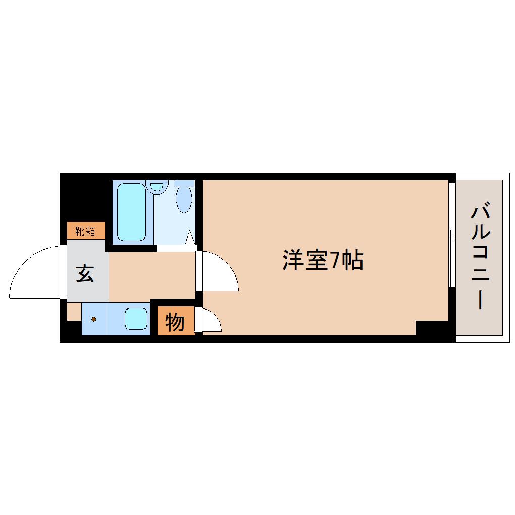 カーサエスパシオII(1K/2階)の間取り写真