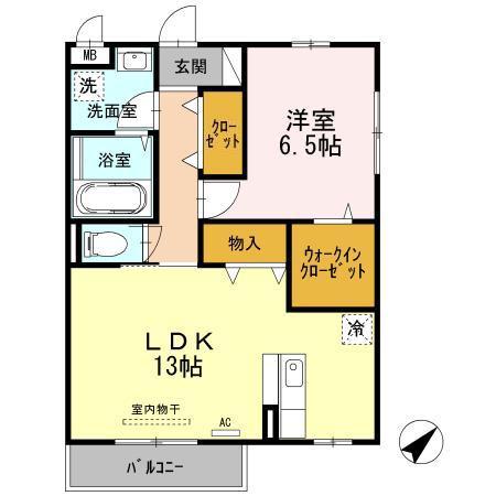 シャンテ御門(1LDK/3階)の間取り写真