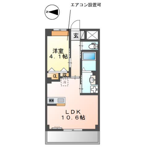 カルティベイト(1LDK/1階)の間取り写真