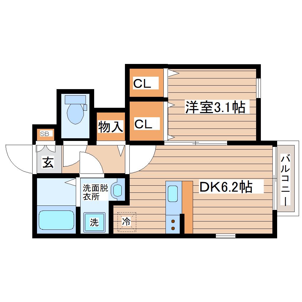LINK STAGE富沢駅前II(1DK/1階)の間取り写真