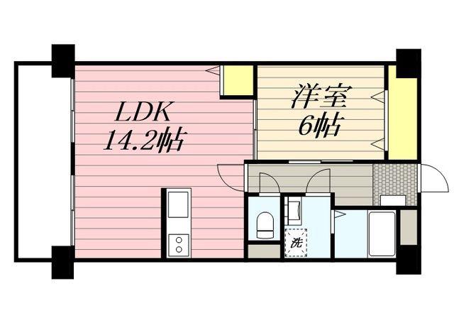 ロマネスク大名(1LDK/5階)の間取り写真
