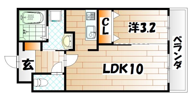 ルネス枝光(1LDK/5階)の間取り写真