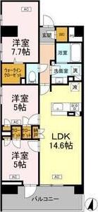ロイヤルパークス仙台青葉通(3LDK/5階)の間取り写真