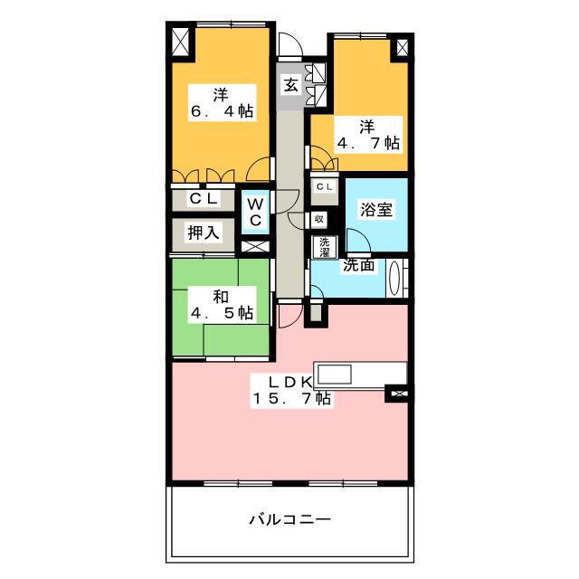 メゾングランツ藤枝前島(3LDK/11階)の間取り写真