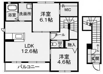 シャーメゾンMEDIUS A・B棟(2LDK/2階)の間取り写真
